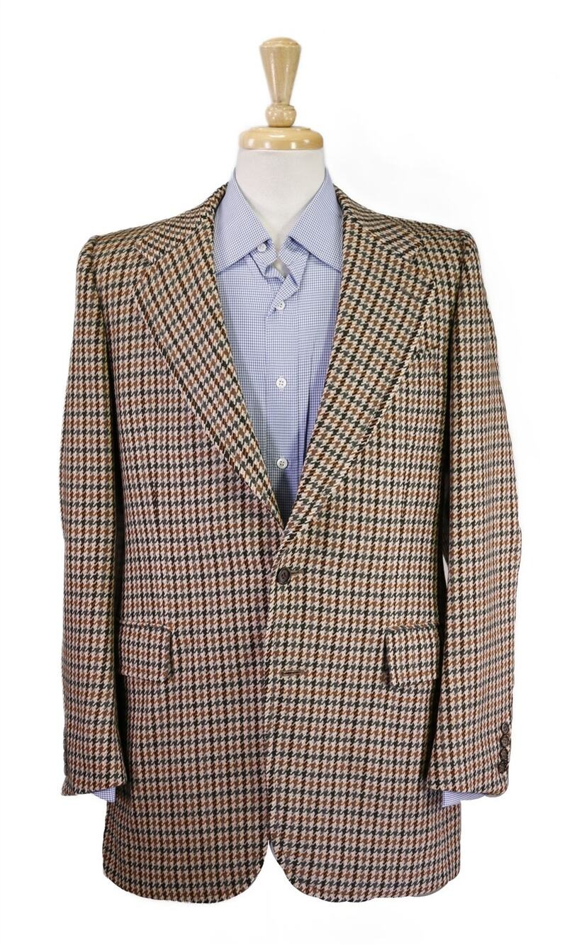 Bonwit Teller Vintage 1970s Made in France Green Brown Check Tweed Blazer 40L